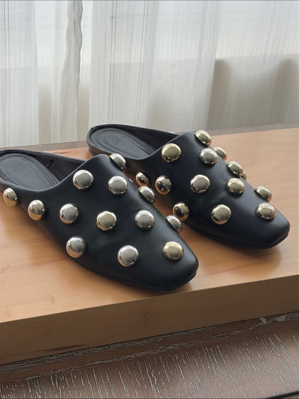H&M Black Studded Slip-On Mules withAccents